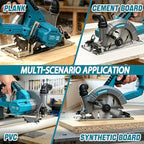 6" Cordless Circular Saw,7000RPM Power Handle Circle Saw with 2 x 6.0Ah Battery & 3 Blades,Brushless Sierra Circular Inalambrica,Cutting Depth 2-1/4"(90°),1-7/16" (45°),Cut Off Tool for Wood Metal PVC