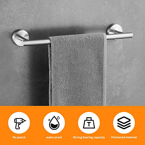 Towel Bar Set Brushed Nickel, Bathroom Towel Ring Set 5pcs Including 2pcs 16'' Tower Bar, Towel Ring and 2 PCS Towel Hooks - color: Brushed Nickel-5pcs-16inch