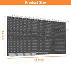 WALMANN Metal Pegboard Kit with Accessories, 24x48 in Garage Tool Pegboards - color: Black