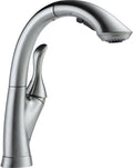 Open Box - Delta 4153-AR-DST Linden Pull-Out Kitchen Faucet with Temporary Flow Increase and Optional Base Plate - Includes