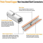 SVAAR 115 PCS 26-8 AWG Non-Insulated Butt Connectors Crimp Repair Butt Splices Kit, Uninsulated Butt Splice Connectors for 26 to 8 Gauge Wire, Marine Grade Tinned Copper Seamless Barrel Butt Terminals - color: Non-Insulated Splice - Tinned Copper