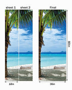 FLFK Door Decal Sticker - Beach and Palm Tree,Peel and Stick Mural,Combined Size 36"x80",Split into 2 Pieces - color: Mt2219, size: 36"x80"
