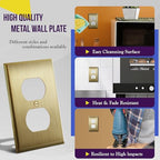 ENERLITES Duplex Receptacle Outlet Metal Wall Plate, 1-Gang, Brushed Brass - color: Brushed Brass, size: Standard Size