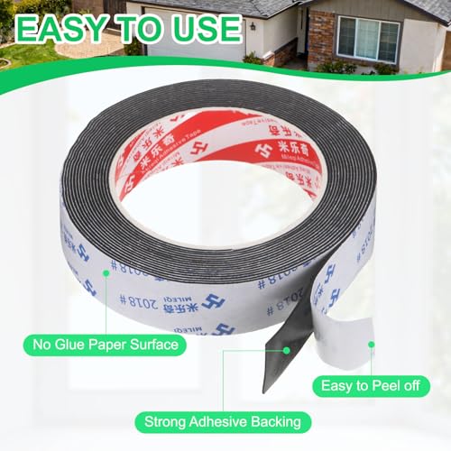 PATIKIL 5Roll Sponge Rubber Foam Tape, 63/64" W x 5/64" t x 16.4ft l Self-Adhesive Foam Insulation Tape Weather Stripping for Window Door Soundproofing Weatherstrip AC Seal Strip, Black - size: 63/64" x 5/64" x 16.4ft