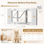 Cat Door for Window, Adjustable 23"-28", 4 Locking Modes + Extra Security Lock for Outside Safety, Window Pet Door with Magnetic Self-Closing, No-Drill Installation, Weatherproof Aluminum Frame Insert - size: 23-28 inches