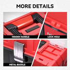 Auto Dynasty 3-Layer Folding Tool Box, Portable w/Non-Slip Handle Tray, Red - color: Red, size: 3-Layer