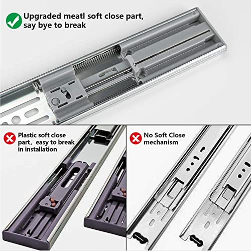 LONTAN 1 Pair Soft Close Drawer Slides 18 Inch Heavy Duty Cabinet Rails - color: Silver-Soft Close, size: 18 Inch - Drawer Slide