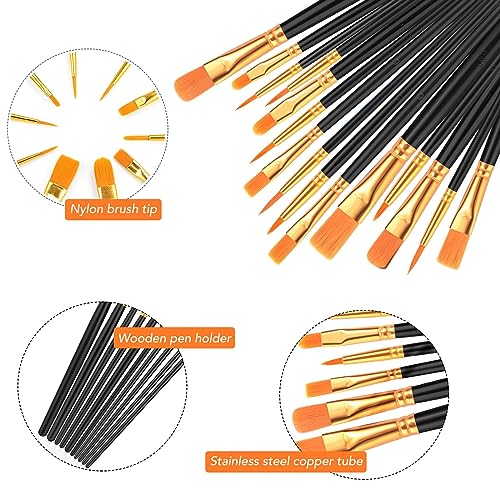 AROIC Paint Brush Set, 10 Pack 100 Pcs Acrylic Paint Brushes - size: 100pcs-black