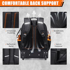 AUROPEAK Rolling Tool Backpack, 63 Pocket Heavy Duty Tool Bag with Wheels - size: 1.38" Wheel