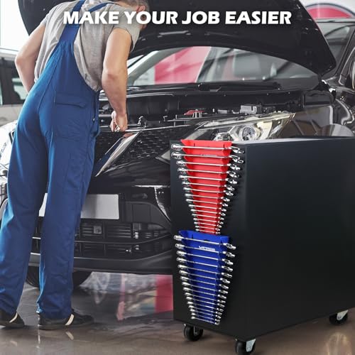 4-Pack Magnetic Wrench Organizer, 64-Slot Premium Wrench Rack Holder Tool Trays for Toolboxes Drawer Storage, SAE (1/4" - 1-1/16") & Metric (6mm - 24mm) - style: 64-Slot Value Pack / 4-Pack