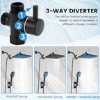 Shower Head with Handheld, High Pressure Black Rain Shower Head - color: A-Matte Black, style: Rectangular 12"