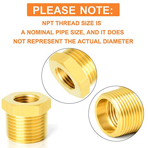GASHER 20PCS Brass Hex Bushing Fitting Kit - 1/4" - 1/8", 3/8" - 1/4", 1/2" - 3/8", 3/4" - 1/2" - style: Hex Bushing Kit（20Pcs）