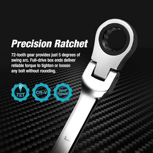 DURATECH Flex-Head Ratcheting Combination Wrench Set, SAE, 13-piece - style: 13-Piece Set