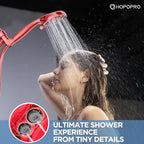 HOPOPRO High Pressure Handheld Shower Head Set with 6 Settings, Ferrari Red - color: Red, style: 6 Modes