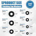 Yaocom 295 Pcs Stainless Steel Countersunk Cup Washers Black Finish - color: Black