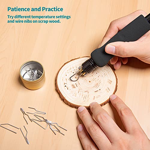 YIHUA 939D-II Pyrography Pen Wood Burning Kit Station 2-in-1 Solid-Point 200~480°C (with Temp Display)/Wire-Nib 250~750°C with 20 Nibs, Solid Points, 1 Stable Pen Holder, 2 Scrap Wood (Green) - color: Green