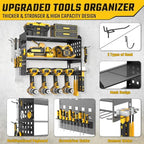 SUNALLY Power Tool Organizer, Wall Mount Garage Tools Storage Rack, Black - style: 4 Drill Holders C