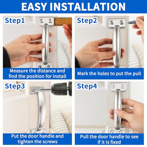 TamBee 6 Inch Gate Handle Outdoor 304 Stainless Steel Door Pull Handle Rustproof Barn Door Handles for Fences Garage Yard Kitchen Bathroom (4 Pack) - size: 4 Pack 6 Inch Stainless Steel