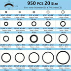 950 Pcs O-Ring O Rings Assortment Kit 20 Sizes Nitrile Rubber - style: 20 Size/950 Pcs