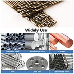 1/4 Inch Cobalt Drill Bits 10Pcs - HPHOPE M35 HSS Metal Twist Drill Bits Set, Jobber Drill Bits Length and Straight Shank, Suitable for Drilling in Hard Metal, Stainless Steel, Cast Iron - size: 1/4-inch, 10Pcs