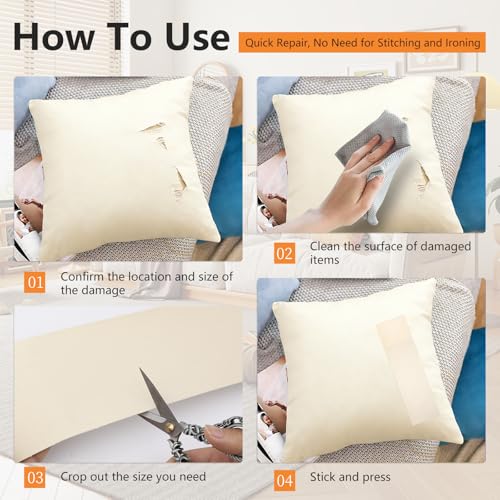 Canvas Repair Patch, 4x79 Inches Self-Adhesive Fabric Tape for Couch - color: Black