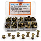 Alloypro 120 Sets Bronze Metal Chicago Binding Screws Assorted Kit Nail Rivet Chicago Button DIY Leather Decoration Bookbinding Round Flat Head Stud Screw(4/5/6/7/8/10/12/15-15pcs) - size: Bronze-4,5,6,7,8,10,12,15