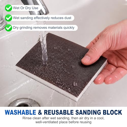 8Pcs 180Grit Double-Sided Sanding Sponges, Washable & Reusable - size: 180Grit