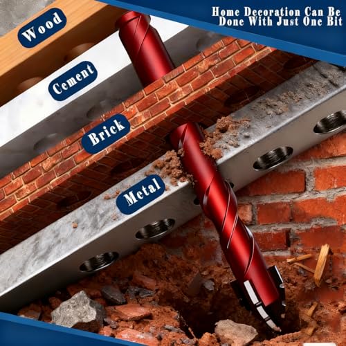 10pc Red 5/16” Serrated Eccentric Masonry Drill Bit, 8mm Serrated Concrete Drill Bit Set for Ceramic Tile Brick Glass Plastic Marble and Wood - size: 5/16 in