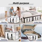 8 Pack Extra Large Clothes Storage Bins with Lids, Moving Bags, Clear - color: Clear, size: 8 Pack