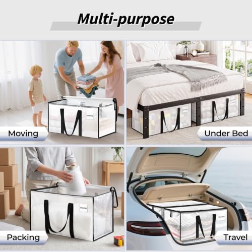 8 Pack Extra Large Clothes Storage Bins with Lids, Moving Bags, Clear - color: Clear, size: 8 Pack