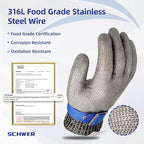 Schwer SlicePro ANSI A9 Cut Resistant Glove PR1706, Stainless Steel Mesh Metal Glove, Food Grade for Kitchen Cooking, Butcher Meat Cutting, Oyster Shucking, Mandoline, (S, 1 PCS) - size: Small (Pack of 1), style: 1.0 Steel Wire