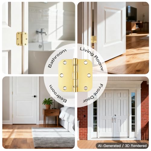 30 Pack Polished Brass Door Hinges 3.5 Inch 5/8" Radius Ball Bearing - color: Polished Brass Ball Bearing, size: 30 Pack