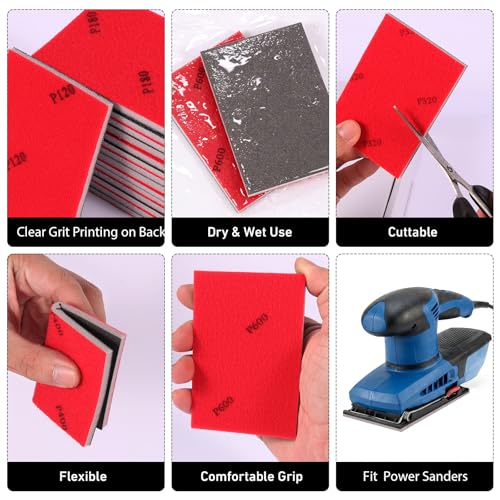 24 Pcs 1200 Grit Sanding Sponges, Wet Dry Sanding Blocks for Polishing - size: 24 PCS-1200 Grit