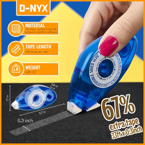 D-NYX 8 Pack Double Sided Tape Roller, Scrapbook Supplies, Glue Tape Roller for Crafts, School Office Journaling Supplies, Double-Sided Permanent Adhesive Tape Runner for Scrapbooking - size: 8 Pack