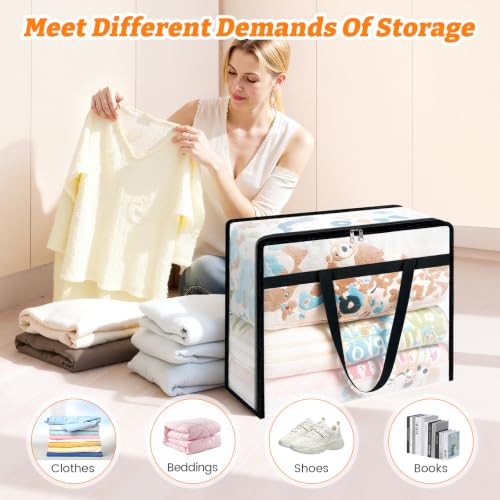 BlissTotes Moving Bags 60L 4PCS, Clear Clothes Storage Under Bed Storage - size: 60L