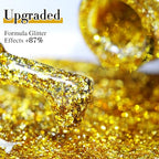 Double Rhythm 15ML Glitter Gel Polish Shimmer Reflective Holographic Color Magnetic for Nail Art Salon DIY at Home (Golden Chunky-B1126) - color: Hot Gold