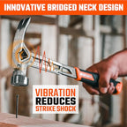 VANQUISH Framing Hammer 22oz One Piece Forged Straight Claw Hammer with Smooth Face & Shock Reduction Grip, Claw Hammer with Magnetic Nail Holder Side Nail Puller, 0630 - size: 22oz Smooth Face