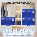 16 Pack Extra Large Clothes Storage Bins with Lids, Moving Bags, Blue - color: Blue, size: 16 Pack