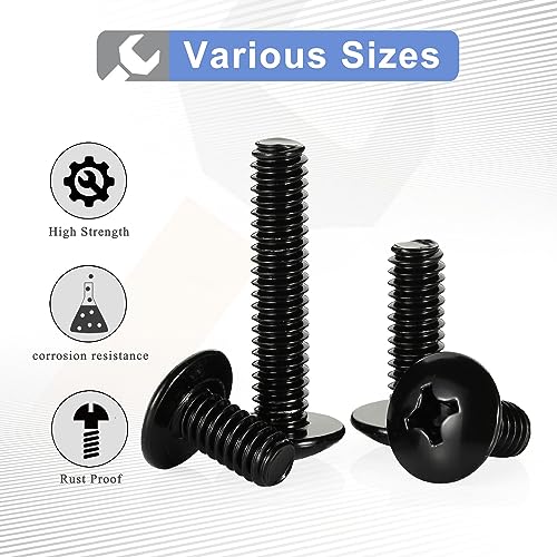 #6-32 x 1/2" Truss Head Machine Screws, Full Thread, 18-8 Stainless Steel, Black Finish, Quantity 100 - color: Black, size: #6-32 x 1/2"