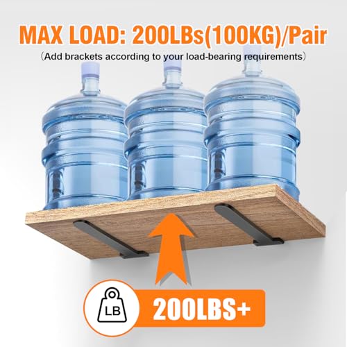 Hidden Shelf Brackets 12 in Heavy Duty Floating Shelf Bracket DIY Wall Mounted Shelves Support Hardware Invisble Metal L Brackets for Wall Shelves Max Load 220 LBS/Pair(12 in 2 PCs) - size: 12 Inch