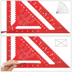TOPZEA Carpenter Square, 12 Inch Aluminum Rafter Square Triangle Framing Ruler Measuring Layout Tool for Woodworking, Carpentry, Construction, Red