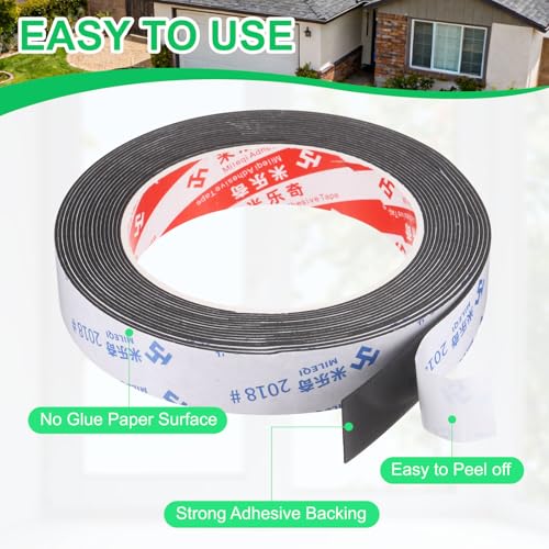 PATIKIL 5Roll Sponge Rubber Foam Tape, 25/32" W x 1/32" t x 16.4ft l Self-Adhesive Foam Insulation Tape Weather Stripping for Window Door Soundproofing Weatherstrip AC Seal Strip, Black - size: 25/32" x 1/32" x 16.4ft