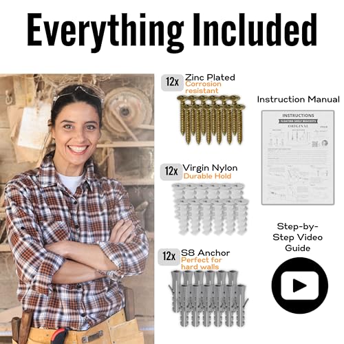EVALD 4 Inch Floating Shelf Brackets, Hidden Shelf Brackets for Floating Shelves, Heavy Duty Shelf Bracket with Screws & Anchors, Floating Shelf Mount (6 Pack) - size: 4 Inch, style: 6 Pack All-purpose