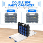 Small Parts Organizer 2Pack Storage Case Tools Box 34-Compartments - color: Blue