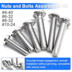730Pcs Machine Screws Nuts and Bolts Assortment Kit, 304 Stainless Steel Bolts 16 Sizes #4-40#6-32#8-32#10-24 Phillips Pan Head Hardware Screws Assortment Kit with Nuts and Washers - size: 730PCS
