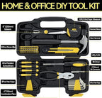 MARTCOLOR 58-Piece Household Tool Set, Yellow Hand Kit with Storage Case - color: Yellow