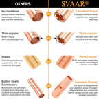 SVAAR 115 PCS 26-8 AWG Non-Insulated Butt Connectors Crimp Repair Butt Splices Kit, Uninsulated Butt Splice Connectors for 26 to 8 Gauge Wire, Heavy Duty Pure Copper Seamless Barrel Butt Terminals - color: Non-Insulated Splice - Bare Copper