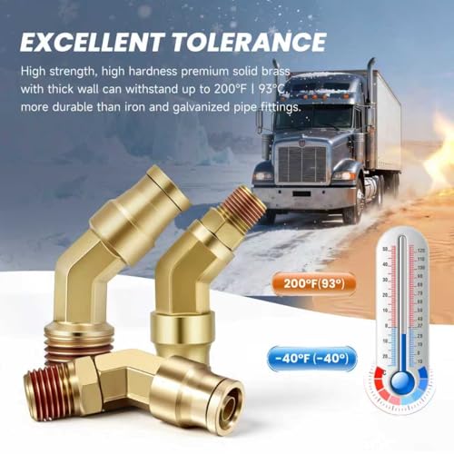 5/8" Tube OD x 1/2" NPT 45° Swivel Elbow Push-to-Connect Fittings, 5PCS Brass C36000 Male Elbow Connectors for Nylon Tubing in Pneumatic Systems - size: 5/8"OD x 1/2" NPT