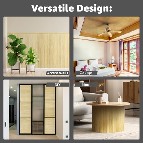 Art3d 48 x 96 in Pole Wrap Natural Bamboo Wall Panel, 2-Pack, Raw - color: Raw, size: 2-48 inches x 96 inches