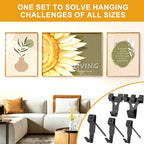 KURUI Picture Hangers, 385Pcs Picture Hanging Kit with Heavy Duty Picture Hanging Hooks, Sawtooth, Hardware Nails and Picture Hanging Tool, Wall Hangers for Frame, Painting, Art, Photo (Black) - color: Black